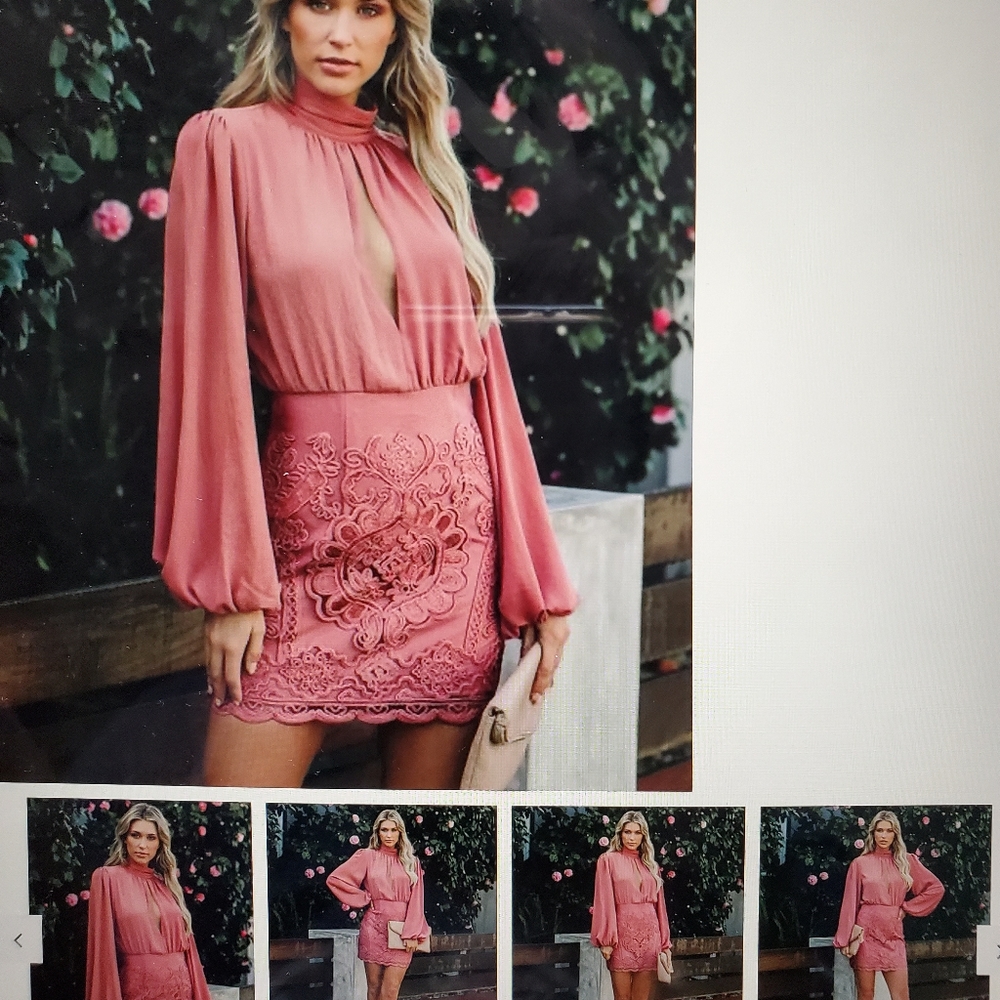 Vici Maximillian mock neck lace dress nwt M